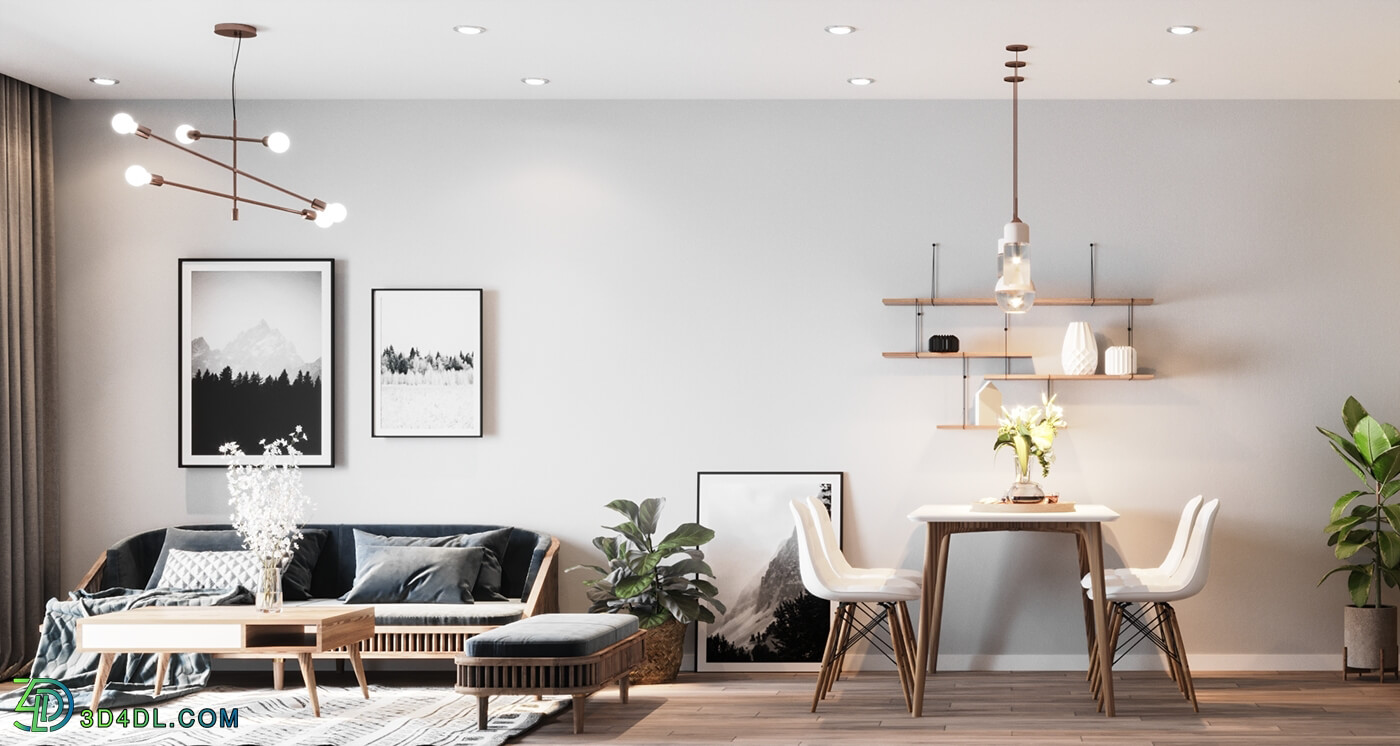 3D Interior Scandinavian Apartment 7 Scene By Kienkt File 3dsmax 