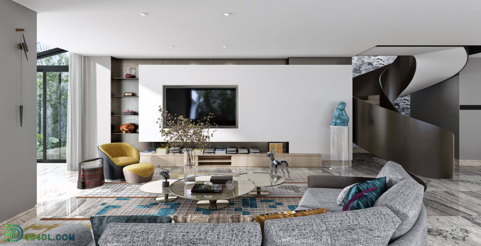 3D Interior Scene File 3dsmax Model Livingroom 484 