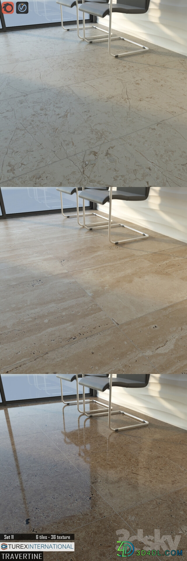 TUREX INTERNATIONAL Travertine Tiles Set 11