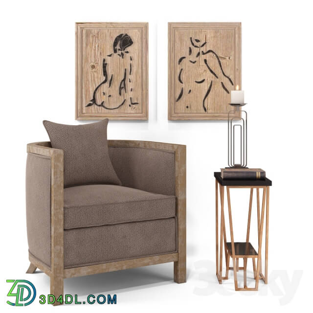 Uttermost Viaggio Accent Chair Agnes Accent Table Cosme Candleholders S 2 Silhouettes S 2