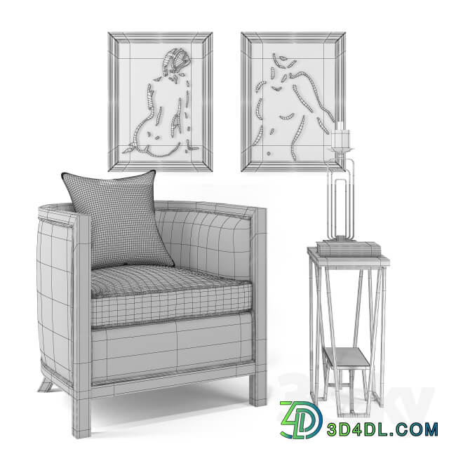 Uttermost Viaggio Accent Chair Agnes Accent Table Cosme Candleholders S 2 Silhouettes S 2