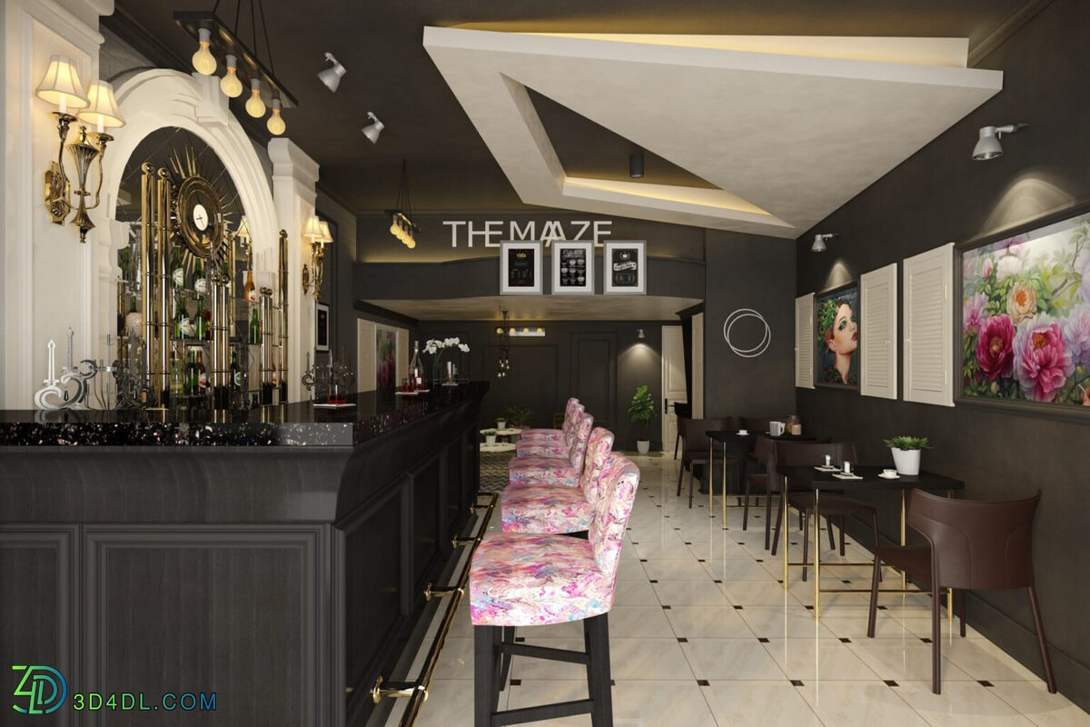 3D Model Interior Bar Restaurant Scene 240 By Thanh Dat