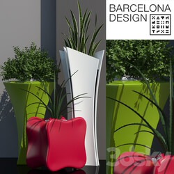 Barcelona design flowerpots set 01 3D Models 