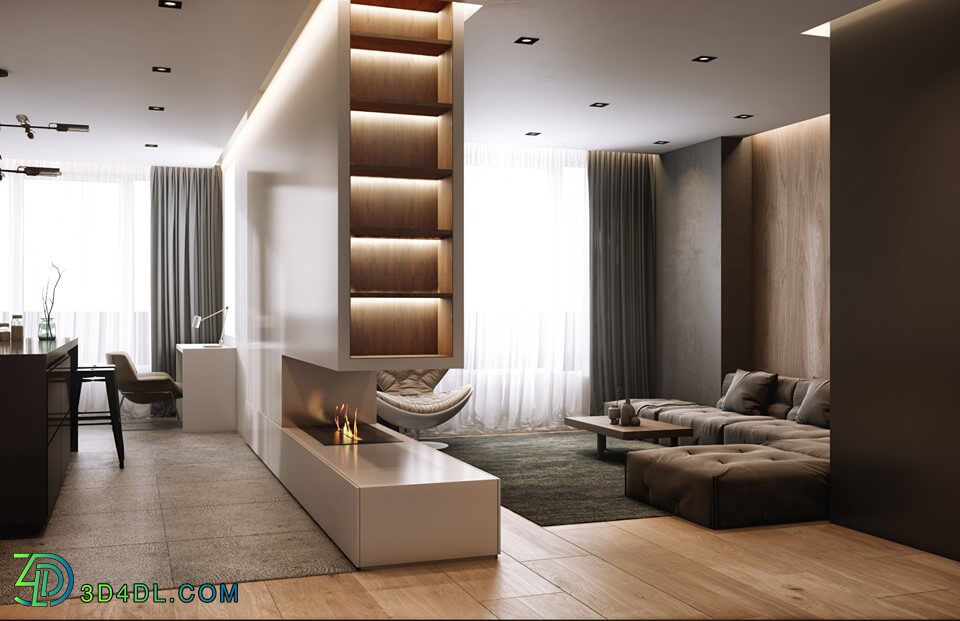 3D Interior Kitchen- Livingroom 20 Scenes 3dsmax 