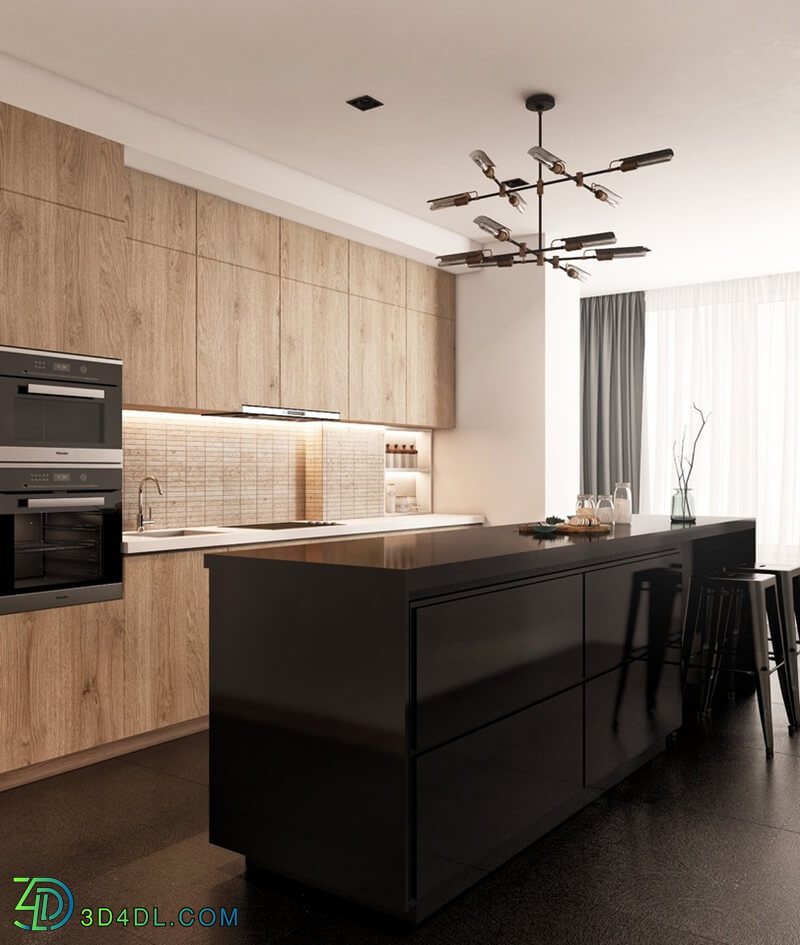 3D Interior Kitchen- Livingroom 20 Scenes 3dsmax 