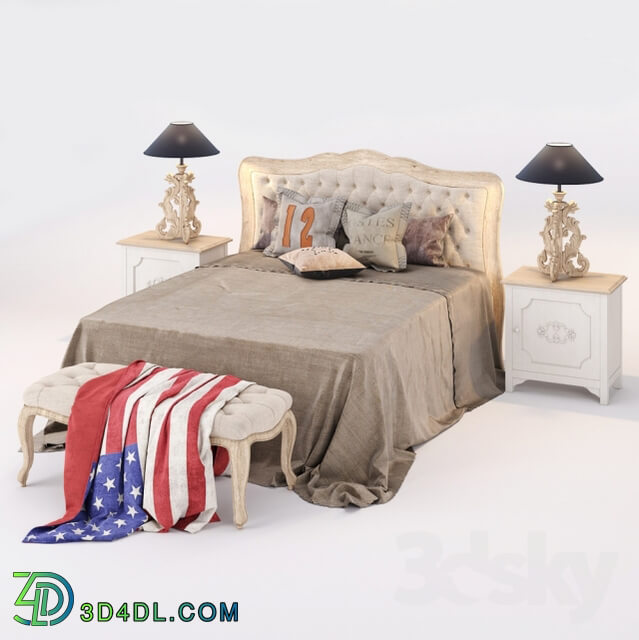 Bed Dialma Brown set