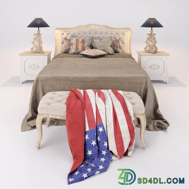 Bed Dialma Brown set