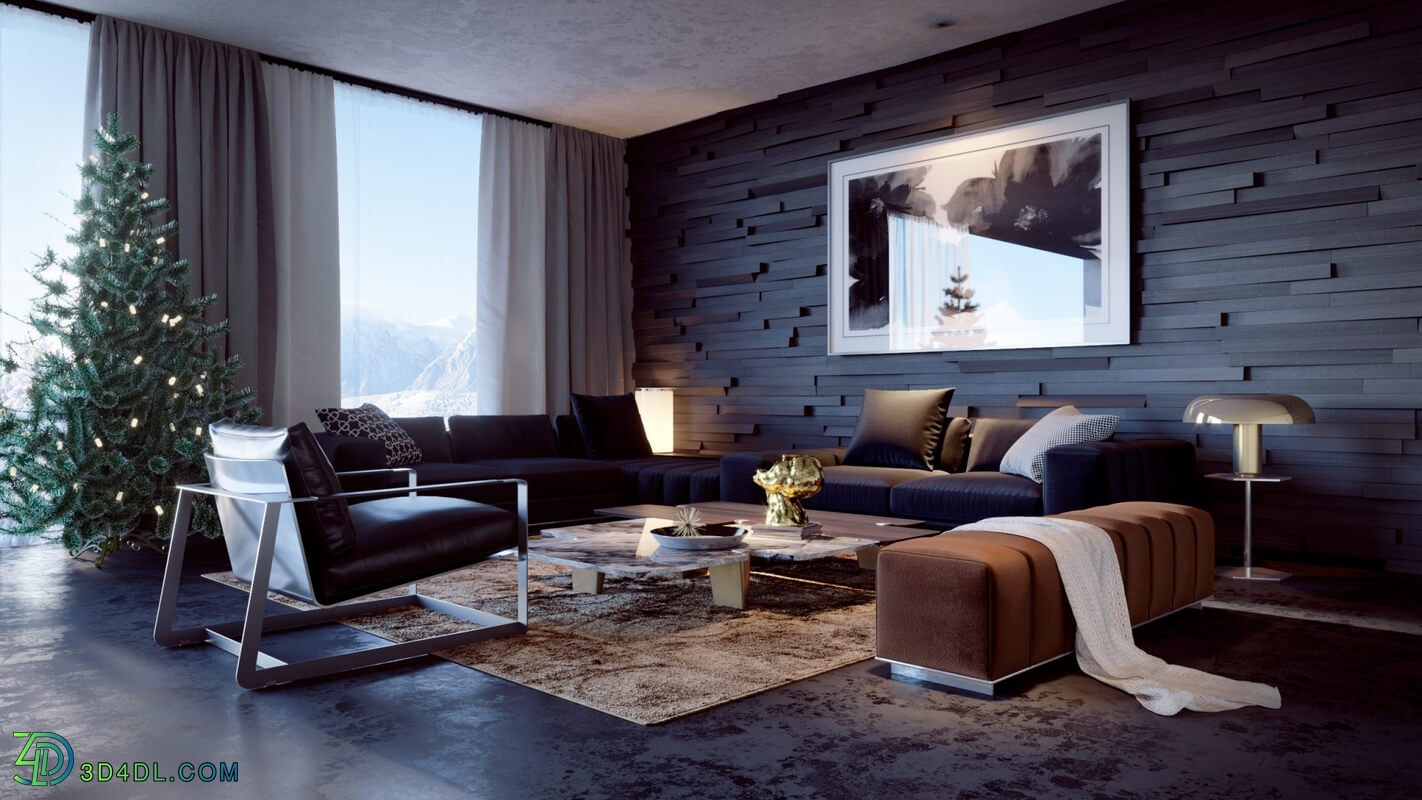 3D Interior Scene File 3dsmax Model Livingroom 302