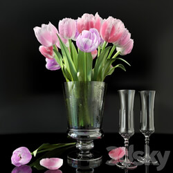 Vase with tulips 3D Models 