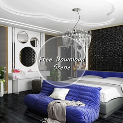 3D Interior Scenes File 3dsmax Model Bedroom 64 