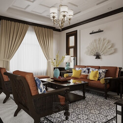  Indochine Living Room Interior Model by Dam Thanh Hai 