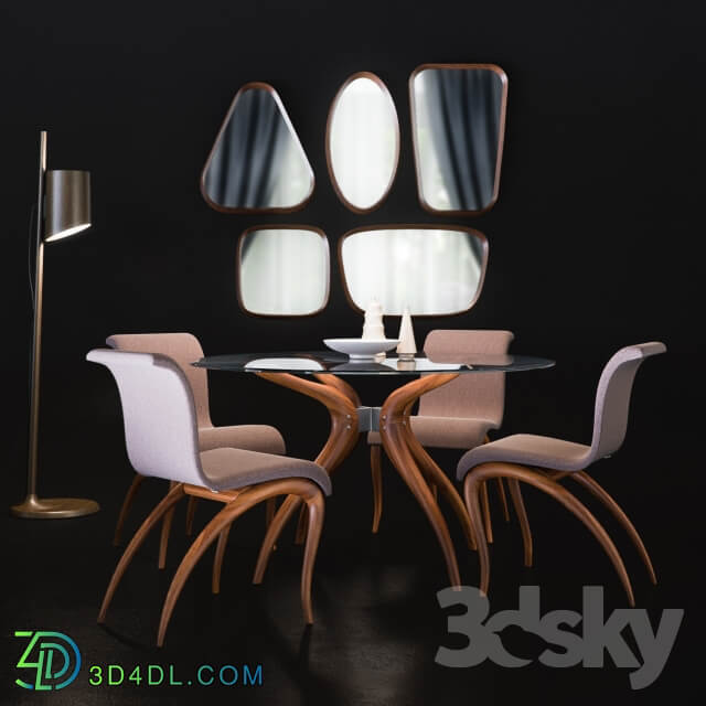 Table Chair Porada Retro Anxie Stick Mix set