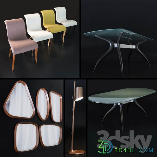 Table Chair Porada Retro Anxie Stick Mix set