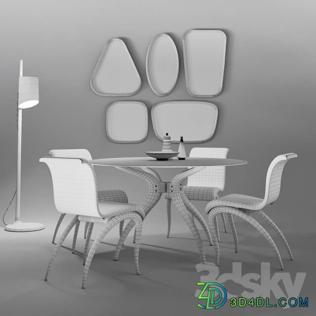 Table Chair Porada Retro Anxie Stick Mix set