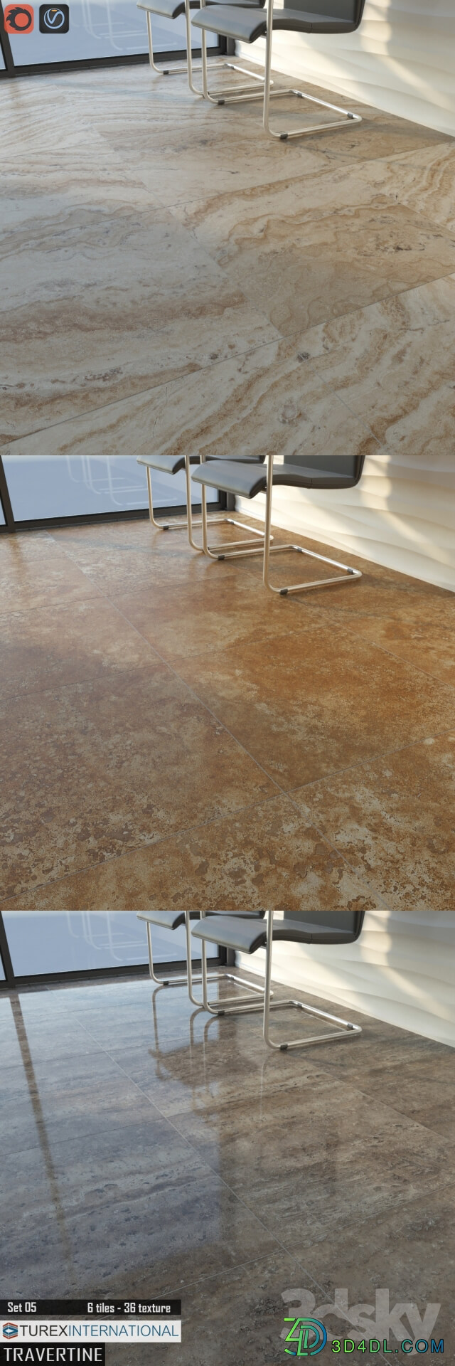 TUREX INTERNATIONAL Travertine Tiles Set 05