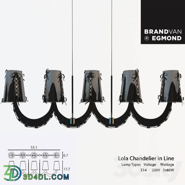 Chandelier Lola Chandelier in Line Pendant light 3D Models