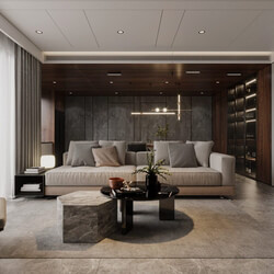  3D Living Room - Kitchen Interior By Phong Mai Nuovo 