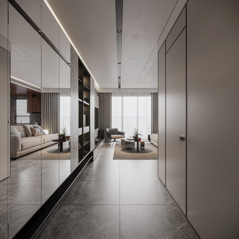  3D Living Room - Kitchen Interior By Phong Mai Nuovo