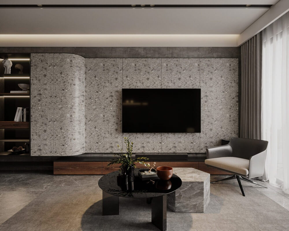  3D Living Room - Kitchen Interior By Phong Mai Nuovo