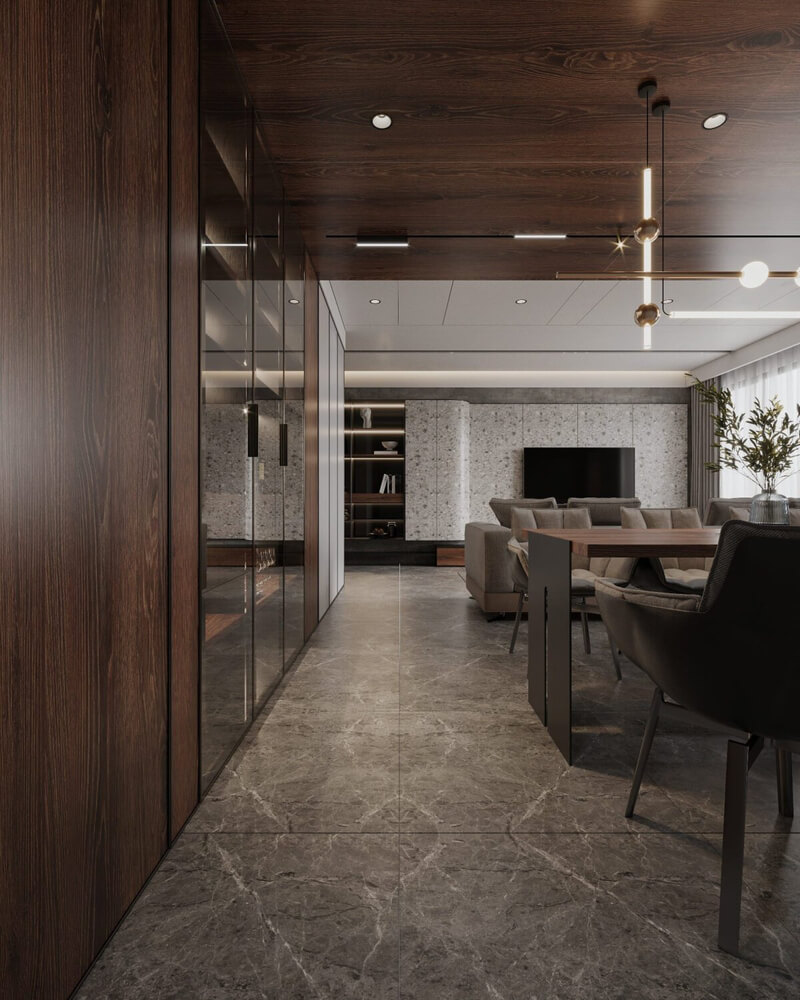  3D Living Room - Kitchen Interior By Phong Mai Nuovo