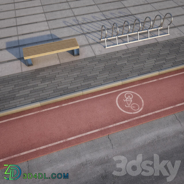bike path to the sidewalk 3D Models