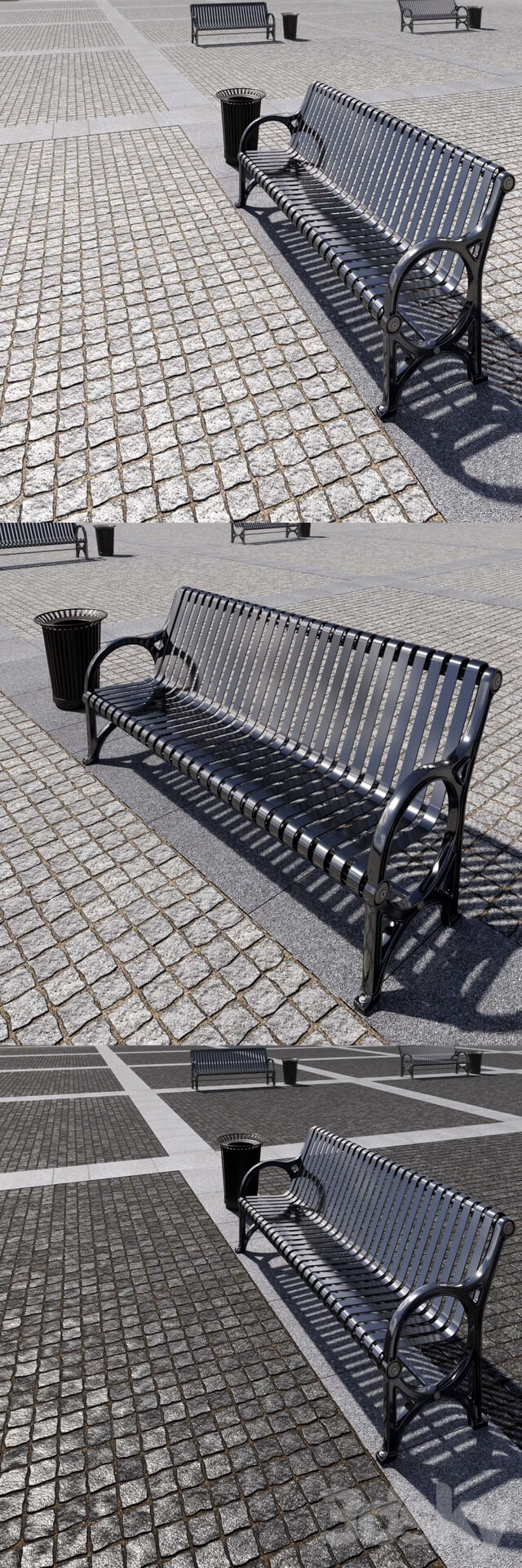 Paving granite damage regular HR street furniture 04 3D Models