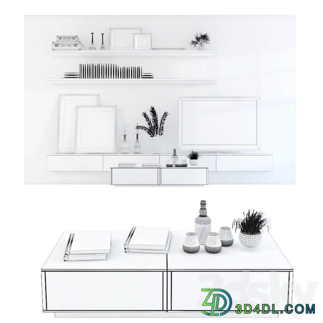 Partition wall with TV 3D Models