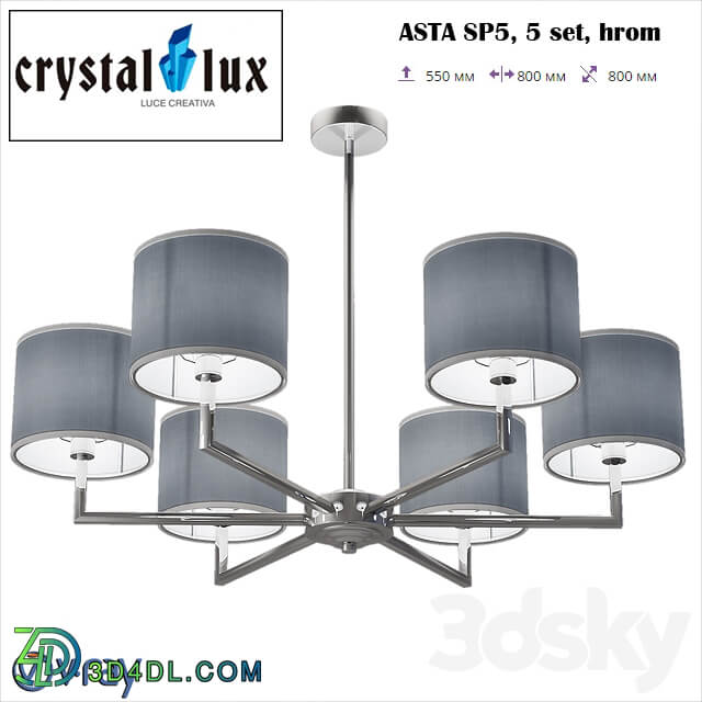 Crystal Lux ASTA SP5 Pendant light 3D Models