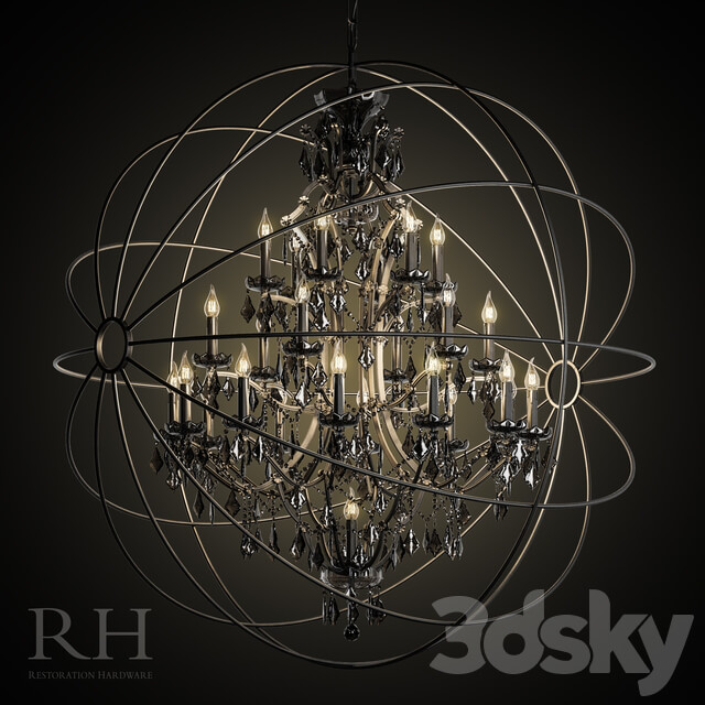 Foucault 39 s orb smoke crystal chandelier 60 quot Pendant light 3D Models
