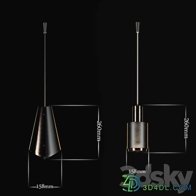 Copper pendants set Pendant light 3D Models