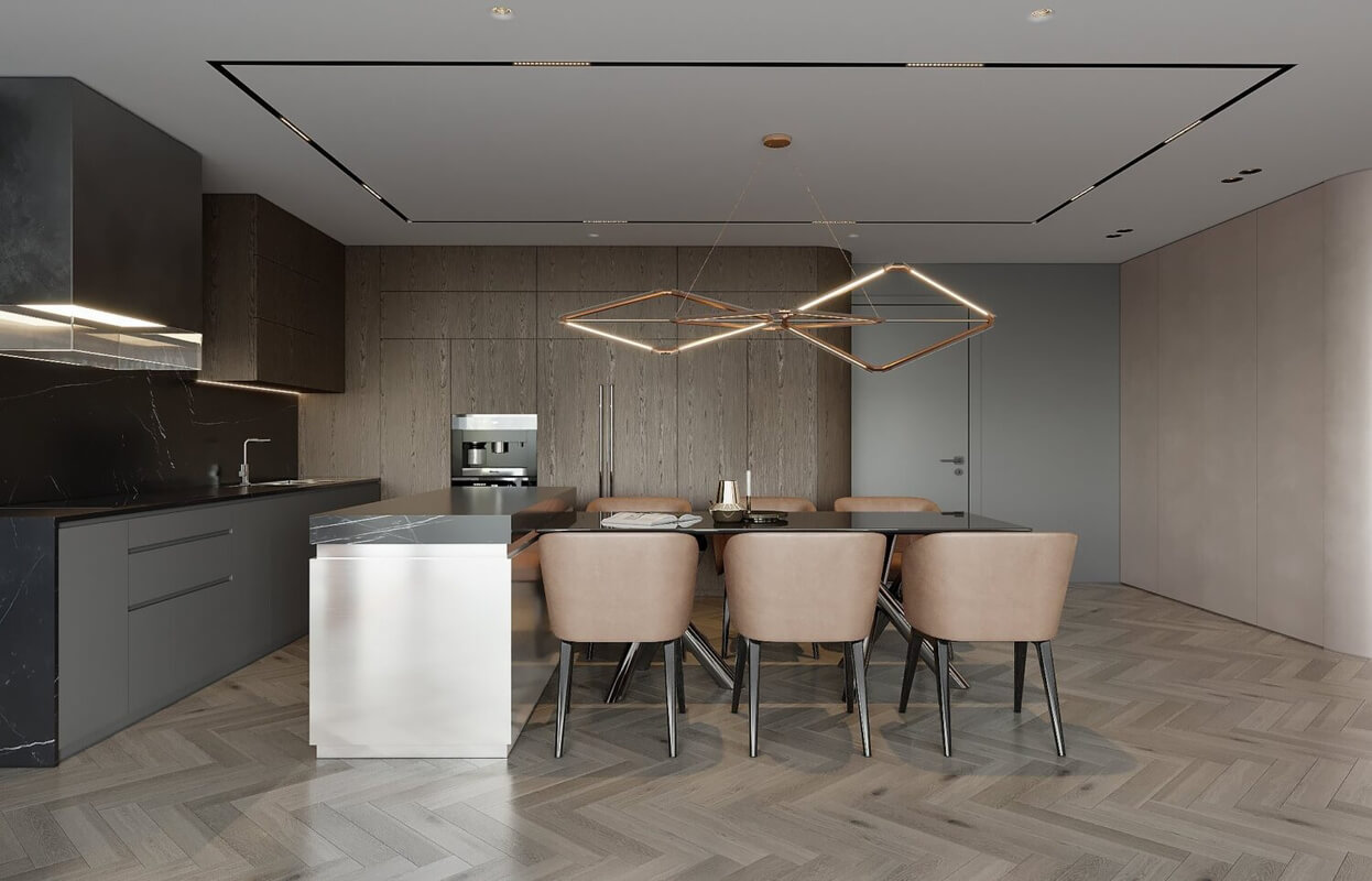 Living Room- Kitchen Interior Model By Nguyen Duc Huy