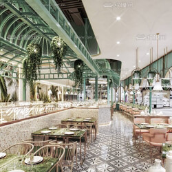 3D Model Interior Restaurant Scene 60 File 3dsmax By Kha Vi 