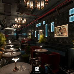  3D Bar Restaurant Interior Scene Model by Nguyen Huy Anh 