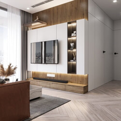  3D Living Room - Kitchen Interior By Pham Manh Long 