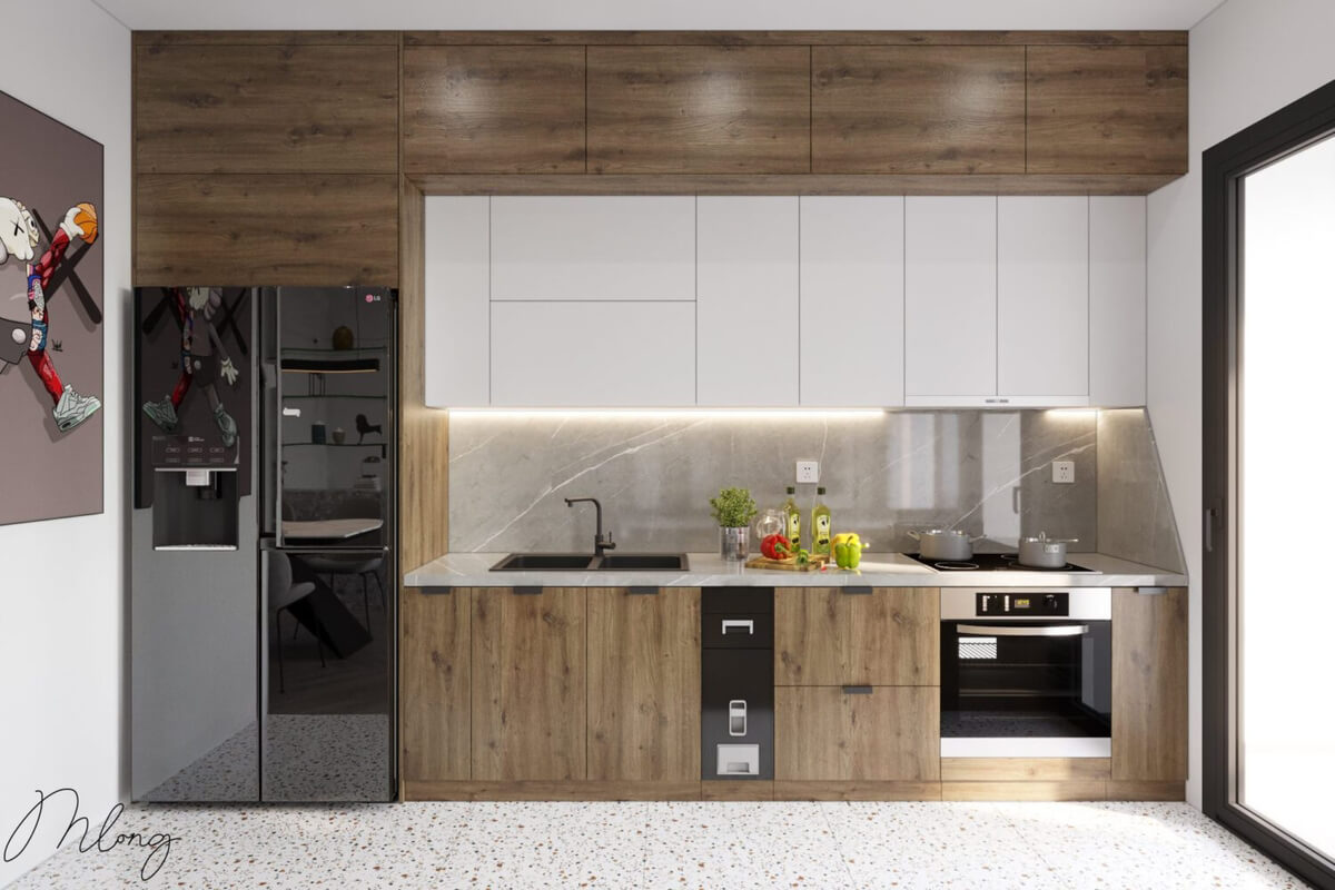  3D Living Room - Kitchen Interior By Pham Manh Long