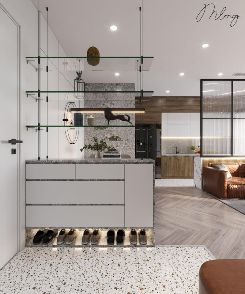 3D Living Room - Kitchen Interior By Pham Manh Long