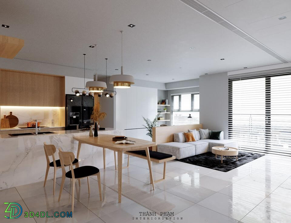 3D Interior Kitchen- Livingroom 90 Scene 3dsmax By PhamTienThanh 