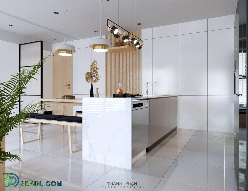 3D Interior Kitchen- Livingroom 90 Scene 3dsmax By PhamTienThanh 