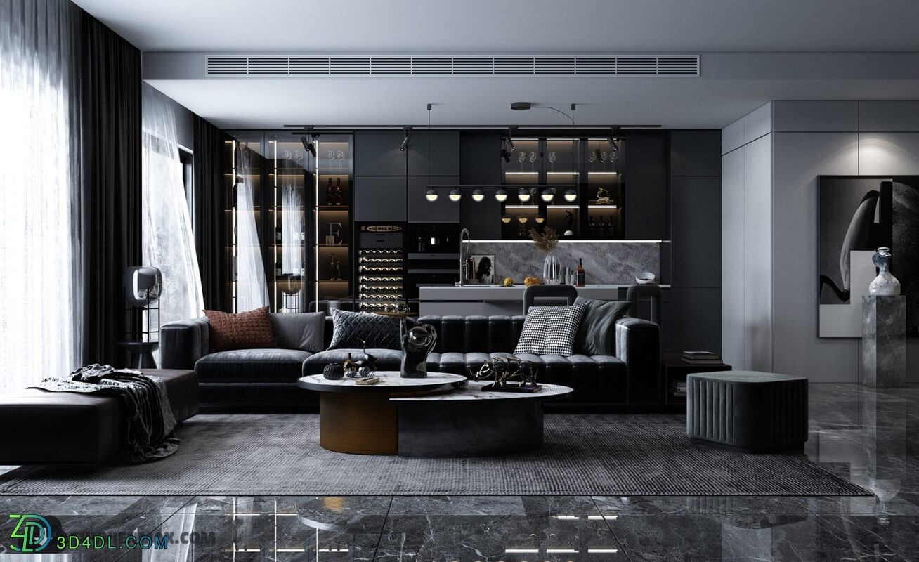 3D Interior Scene File 3dsmax Model Livingroom 336 By HuyHieuLee