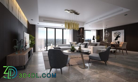 3D Interior Scene File 3dsmax Model Livingroom 480 