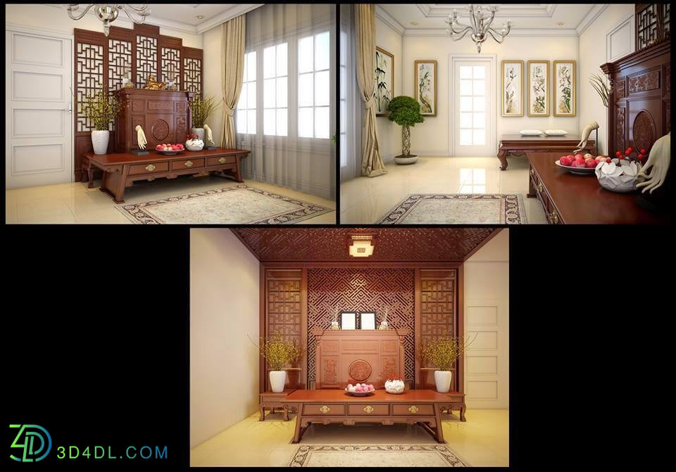 3D Interior Scenes File 3dsmax Model Altar Room 3