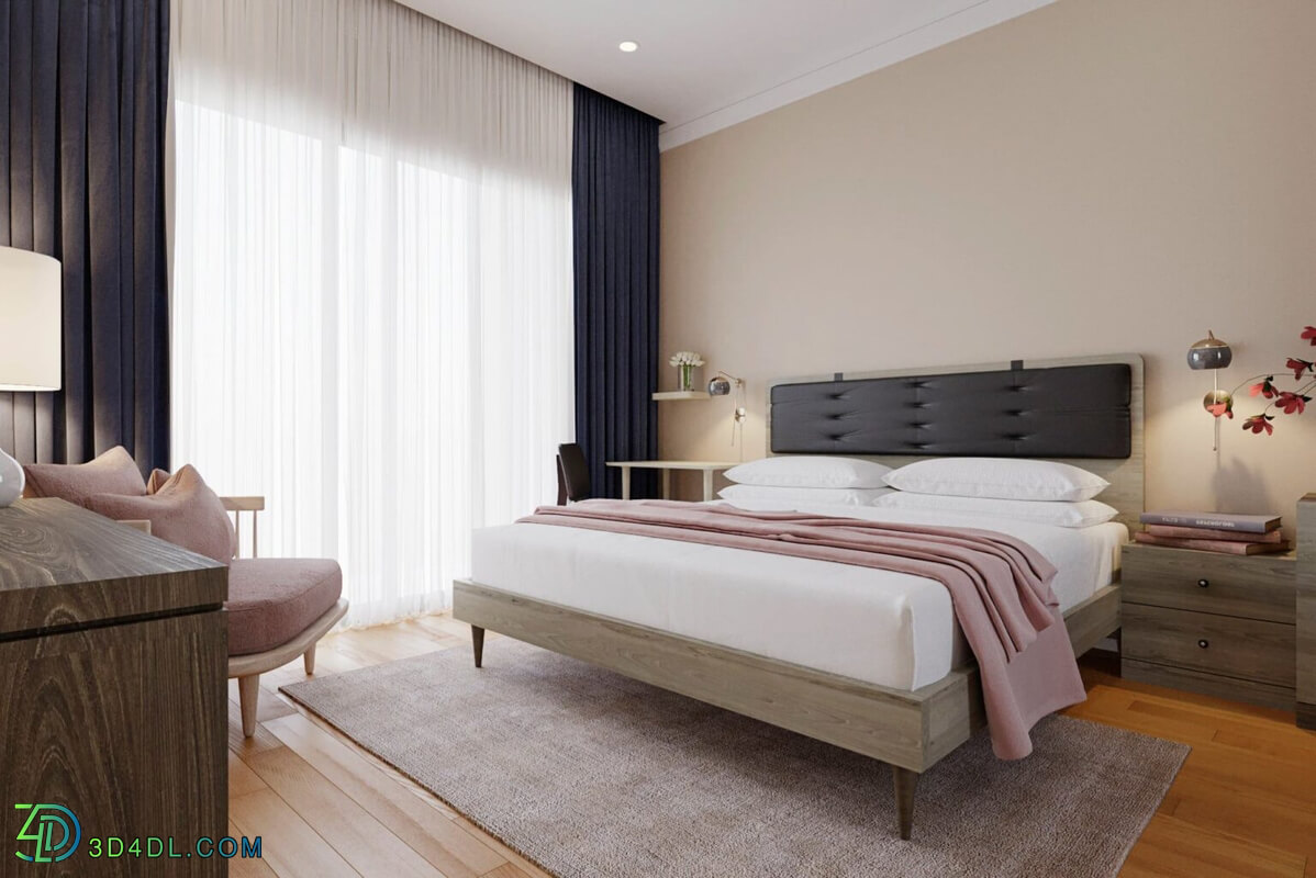 3D Model Interior Hotel Bedroom Scenes File 3dsmax By KhiemPham