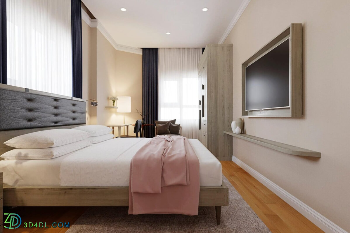 3D Model Interior Hotel Bedroom Scenes File 3dsmax By KhiemPham