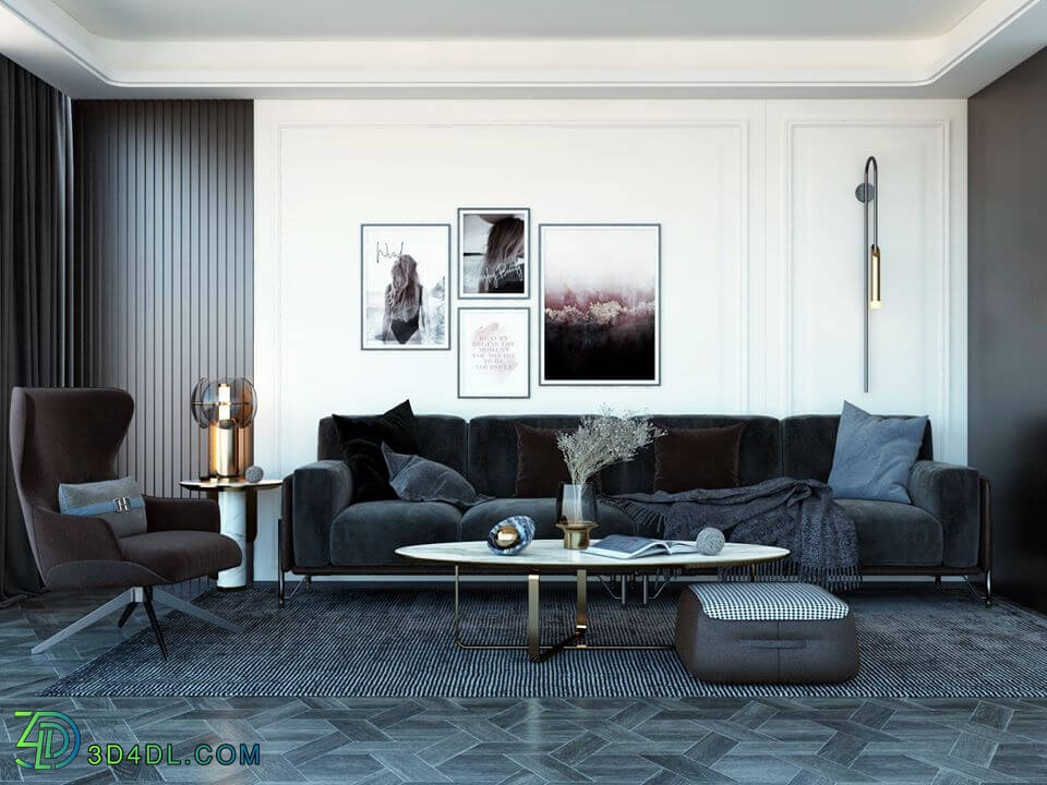 3D Interior Scene File 3dsmax Model Livingroom 343 By Nhan Decor & Interior