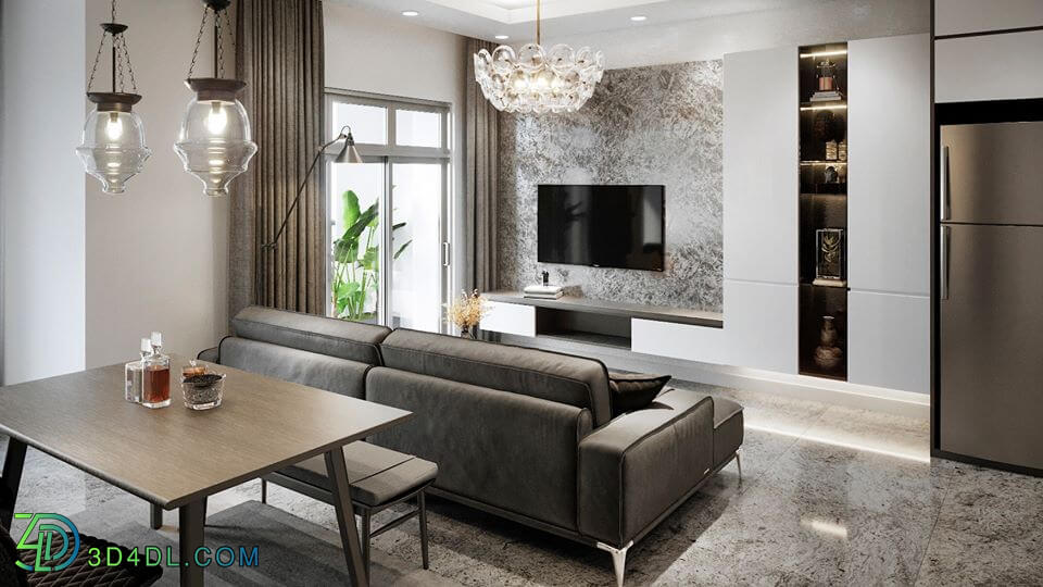 3D Interior Scene File 3dsmax Model Livingroom 328 by NgoDienVu