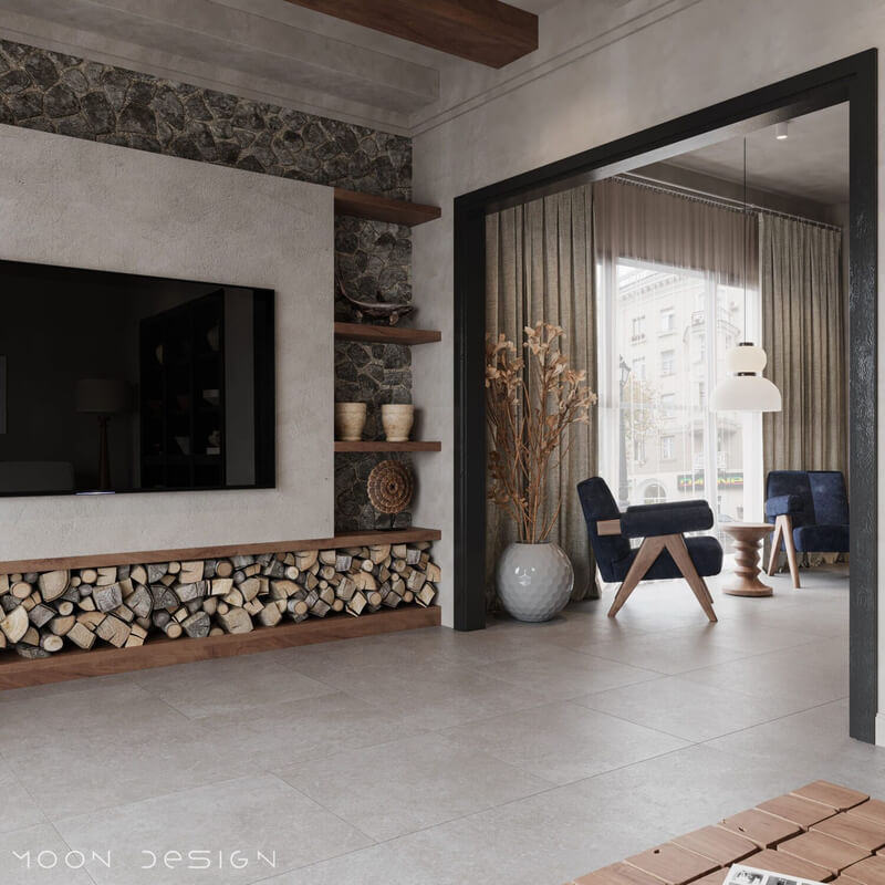  Interior Living Room - Kitchen Model By Nguyen Ha