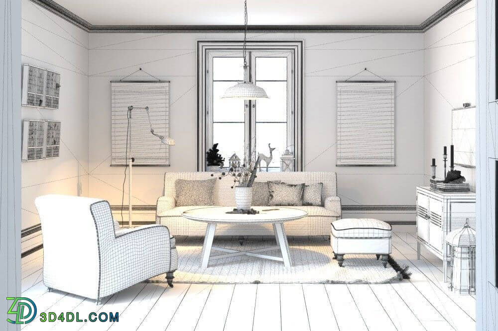 3D Interior Scenes File 3dsmax Model Livingroom 252