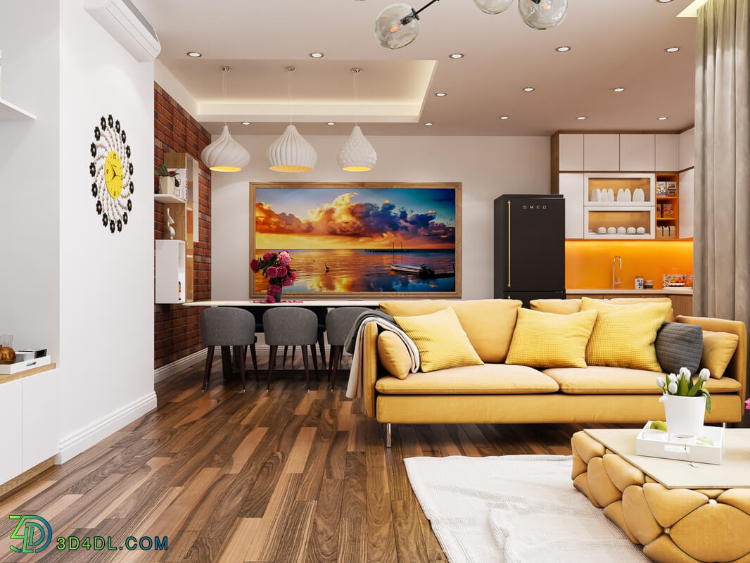 3D Interior Kitchen- Livingroom 13 Scenes File 3dsmax 