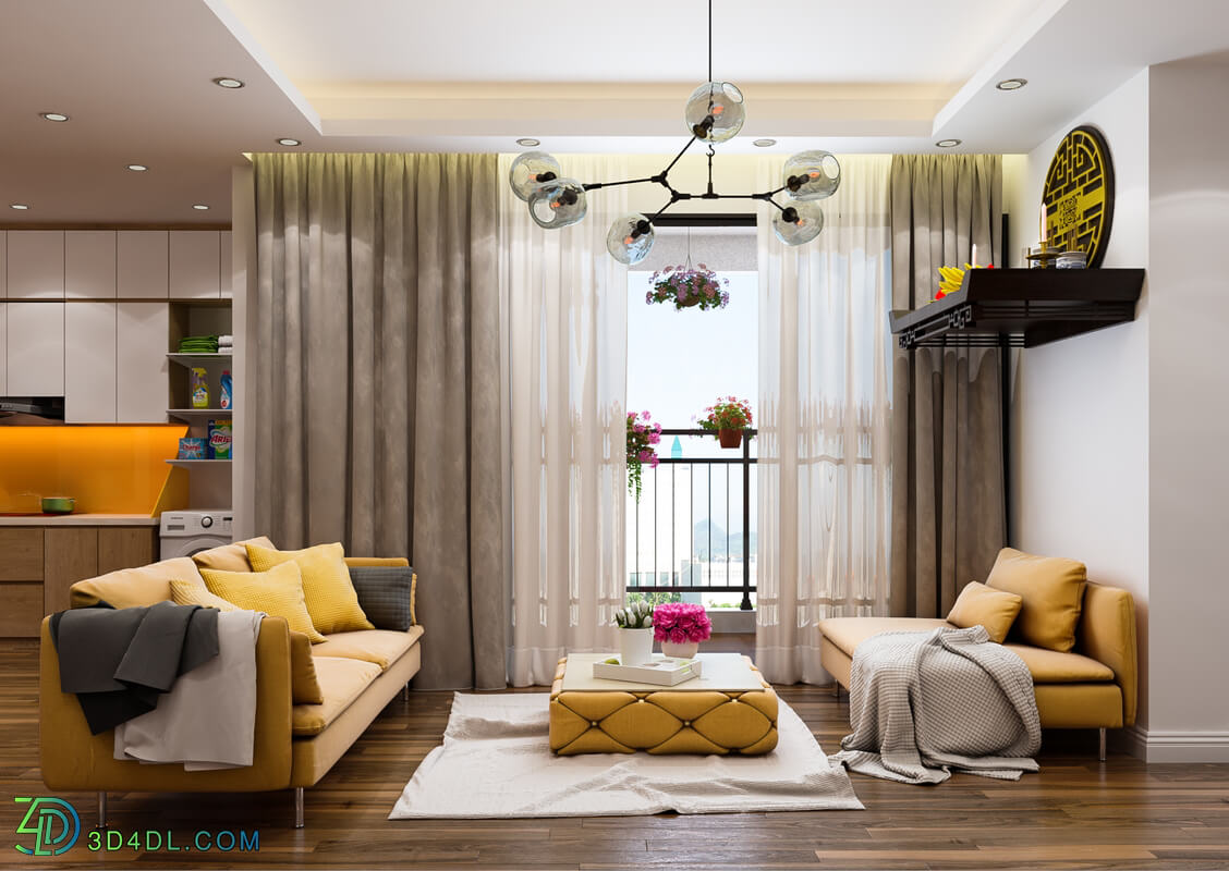 3D Interior Kitchen- Livingroom 13 Scenes File 3dsmax 