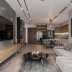  3D Interior Living Room- Kitchen Model by Phong Mai 